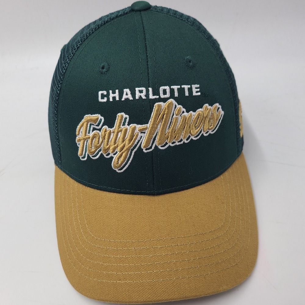 Charlotte 49ers Hat Snapback Trucker Mesh Green Gold Captivating NCAA Script Men
